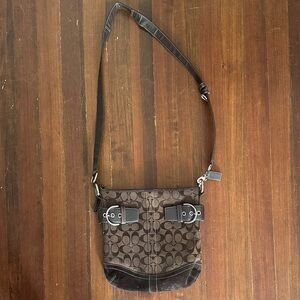 Vintage Coach Brown Shoulder Bag with Buckle Accents